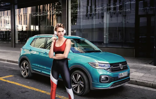 Картинка авто, взгляд, девушка, Volkswagen, Cara Delevingne