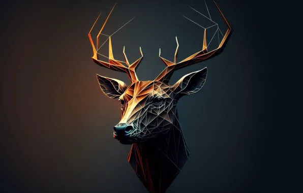 Картинка minimalism, deer, head, ИИ арт