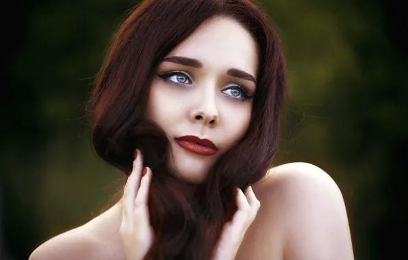Картинка взгляд, девушка, яркие, волосы, портрет
