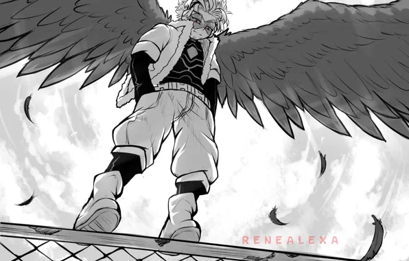 Крылья, ангел, парень, My Hero Academia, Boku No Hero Academia, Моя Геройская Академия