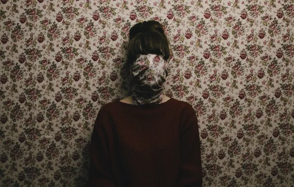 Wallpaper, girl, sweater, covered face