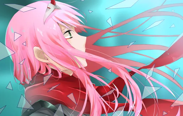 Девушка, осколки, ветер, 002, Darling In The Frankxx, Милый во Франксе, Zero Two