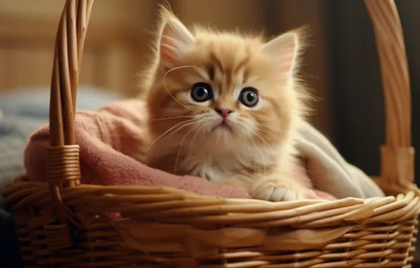 Кошка, взгляд, поза, котенок, мордашка, ИИ-арт, нейросеть