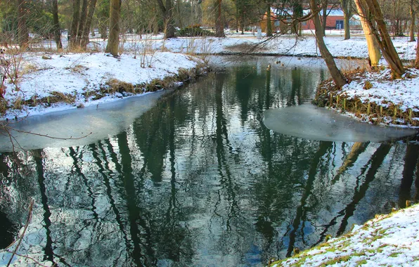 Water, winter, lake, pond