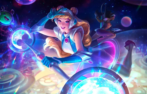 Космос, девушки, фэнтези, Lux, League of Legends, Riot Games, Samira