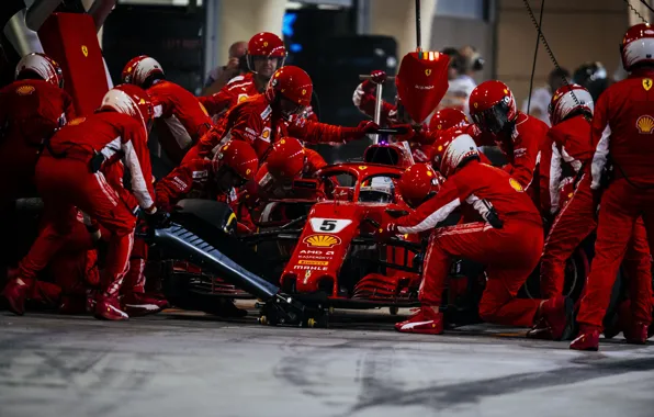 Sport, ferrari, formula 1, pit stop, sebastian vettel, reds, 2018bahrain