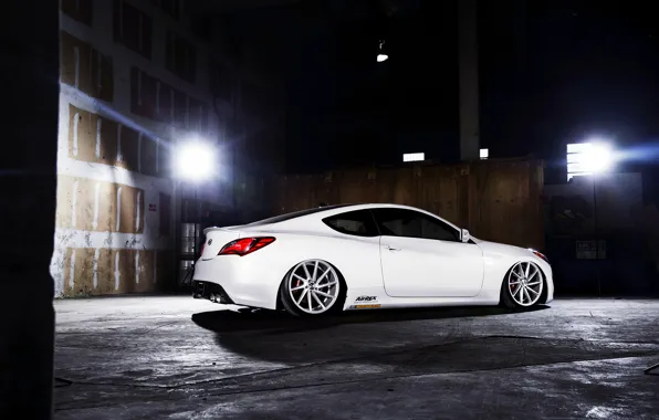 Картинка white, Hyundai, vossen, Genesis, 3.8, rearside