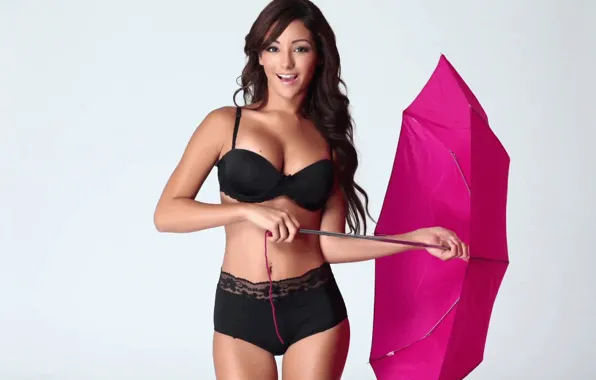 Радость, модель, светлый фон, model, Melanie Iglesias, joy, черное нижнее белье, стройная фигура