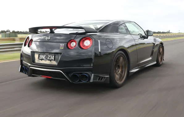 Nissan, GT-R, rear view, Nissan GT-R T-spec