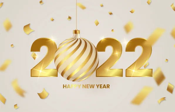 Фон, шар, шарик, цифры, Новый год, золотые, 2022