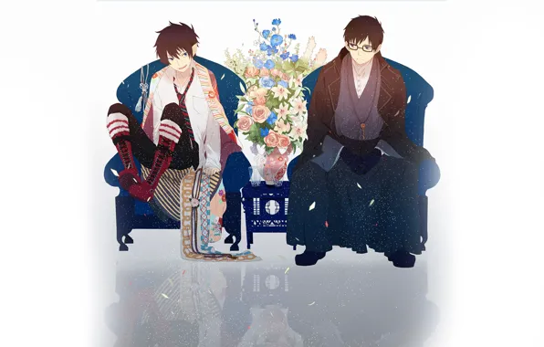 Аниме, арт, братья, Ao no Exorcist, Синий экзорцист, полудемон, Юкио Окумура, Окумура Рин