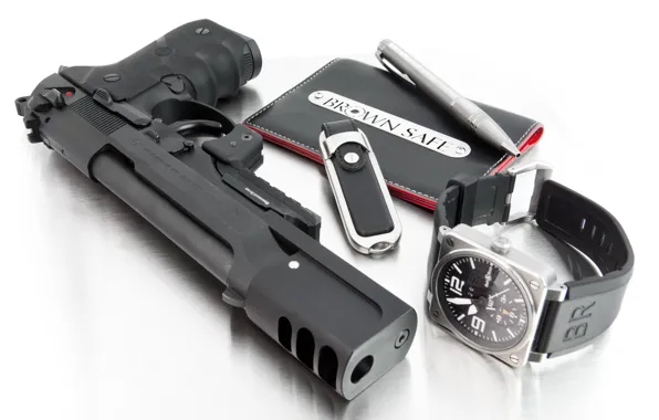 Часы, ручка, брелок, 9mm, Beretta, бумажник, дульный тормоз компенсатор