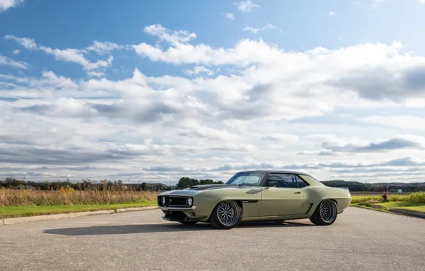 Облака, Дорога, Chevrolet, 1969, Camaro, Chevrolet Camaro, Muscle car, Classic car