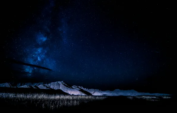 Картинка небо, звезды, горы, ночь, млечный путь, Nebraska