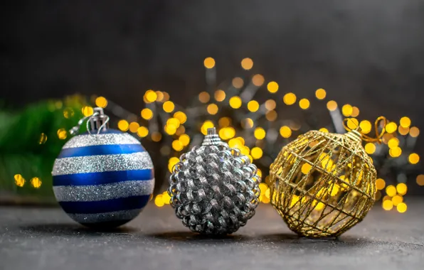 Картинка шарики, блики, шары, Рождество, Новый год