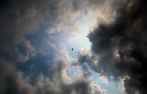 Картинка небо, тучи, самолёт