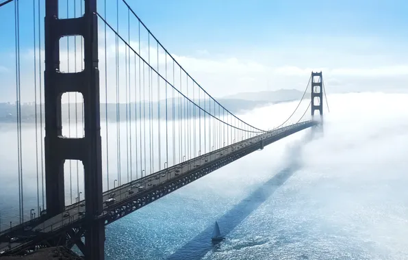 Картинка туман, пролив, Мост, Сан-Франциско, Золотые Ворота, Golden Gate Bridge, San Francisco