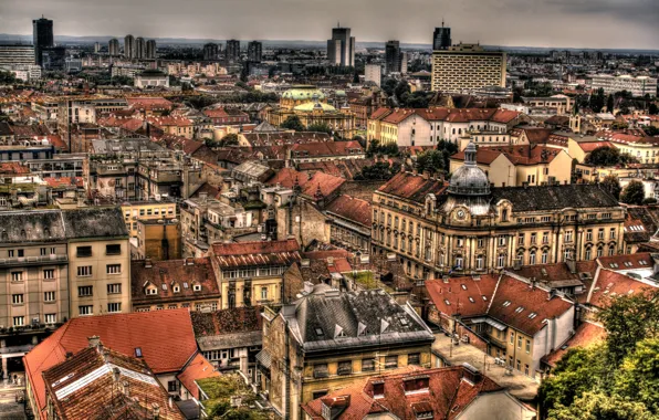 City, город, здания, крыши, Хорватия, столица, Croatia, Zagreb