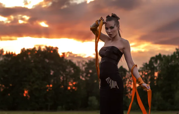 Небо, Природа, Девушка, Модель, sexy, Арт, fashion, beautiful