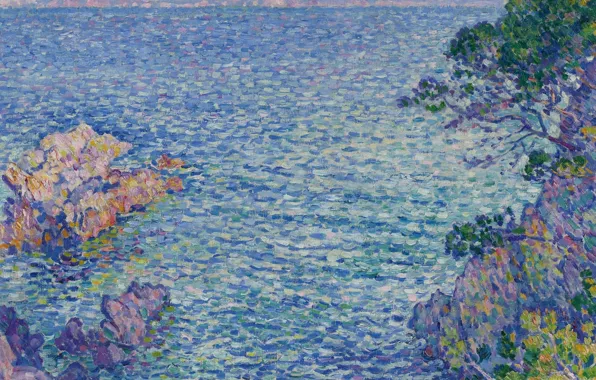 Пейзаж, картина, 1904, пуантилизм, Theo van Rysselberghe, Тео ван Рейссельберге, Пуант дю Росиньоль