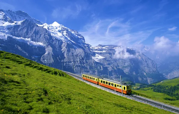 Горы, Альпы, вагон, железная дорога