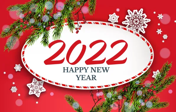 Снежинки, ветки, фон, елка, цифры, Новый год, new year, 2022