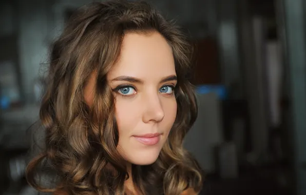 Girl, long hair, smile, blue eyes, beautiful, pretty, face, blonde
