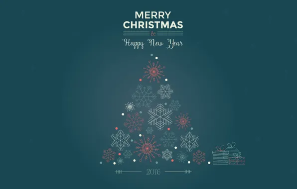 Снежинки, елка, ель, минимализм, Новый Год, Рождество, Christmas, New Year