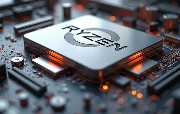 Картинка hi-tech, processor, chip, Ryzen, Ryzen Logo