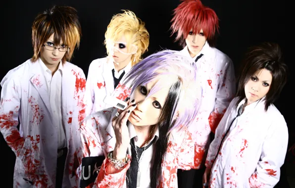 Red, blood, biohazard, red hair, style, man, redhead, japanese