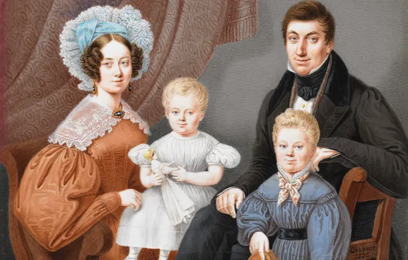 Портрет, 1836, Willem Grebner, миниатюра на слоновой кости, Виллем Гребнер, Семья Diederichs
