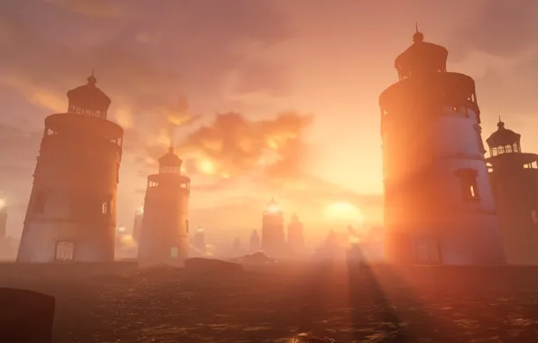 BioShock, Sunset, lighthouse, BioShock Infinite