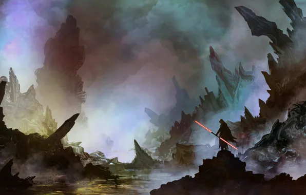 Рисунок, Star Wars, Меч, Пейзаж, Арт, Световой Меч, Ситх, Landscapes