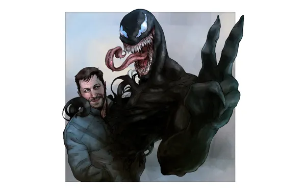 Фон, минимализм, арт, друзья, жест, Веном, Venom, симбиот