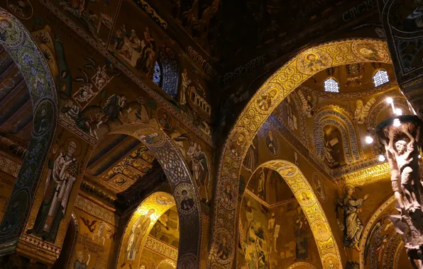 Италия, часовня, Сицилия, Палермо, Норманнский дворец, Палатинская капелла, капелла палатина