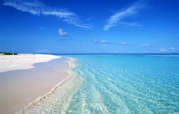 Картинка песок, море, небо, вода, облака, пейзаж, отдых, берег