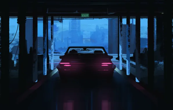 Авто, Машина, Арт, Illustration, Паркинг, Science Fiction, Environments, Transport & Vehicles