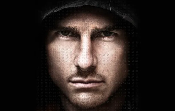 Лицо, кино, цифры, капюшон, актер, числа, tom cruise