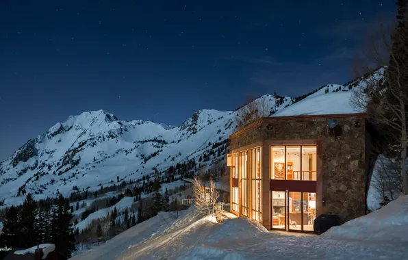 House, style, winter, wi ndows