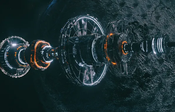 Картинка space, spaceship, planet, digital art, artwork, futuristic, KRESIMIR JELUSIC