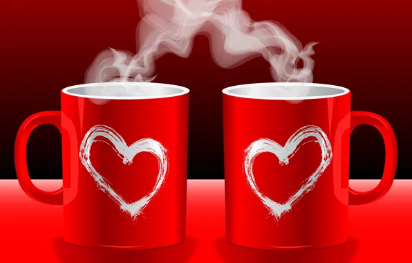 Любовь, красный, фон, обои, чай, настроения, кофе, горячий