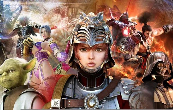 Star Wars, Darth Vader, Ivy, Yoda, Nightmare, characters, Hilde, Heishiro Mitsurugi