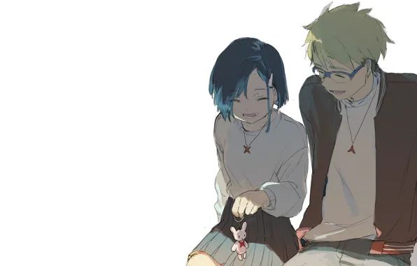 Девушка, аниме, арт, двое, брелок, Darling In The Frankxx, Милый во Франксе