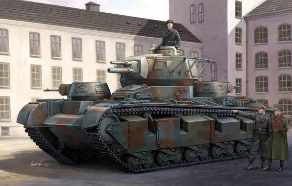 Рисунок, арт, танк, почти, средний, Panzerkampfwagen, использовался, серийно