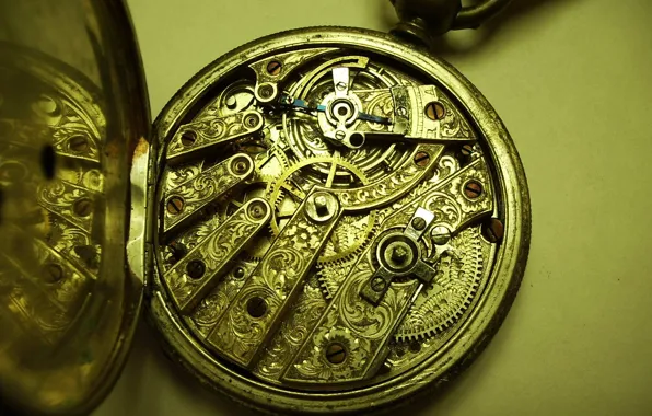Картинка часы, раритет, скелетон, карманные, механизи
