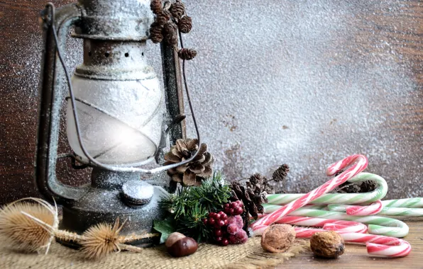 Снег, украшения, игрушки, Новый Год, Рождество, фонарь, happy, Christmas