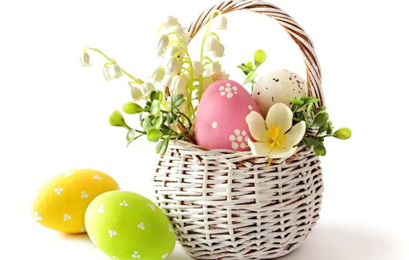 Картинка цветы, яйца, весна, пасха, пастель, flowers, spring, eggs