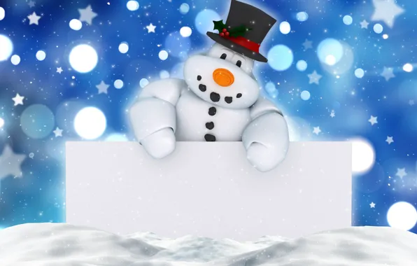 Картинка Новый Год, Рождество, снеговик, winter, snow, merry christmas, decoration, xmas