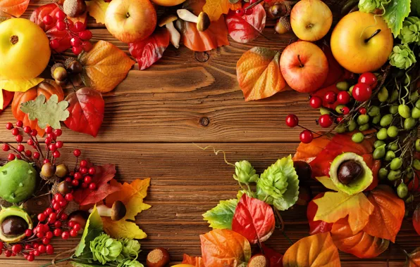 Картинка осень, листья, яблоки, натюрморт, autumn, leaves, fruit, still life