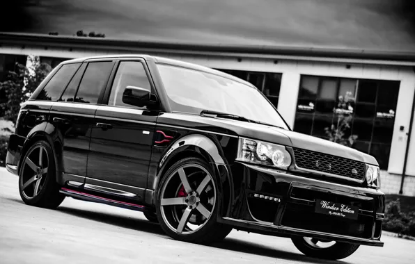 Картинка чёрный, спорт, Land Rover, Range Rover, black, Sport, рендж ровер, лэнд ровер, Windsor Edition, тюнинг-пакет, …